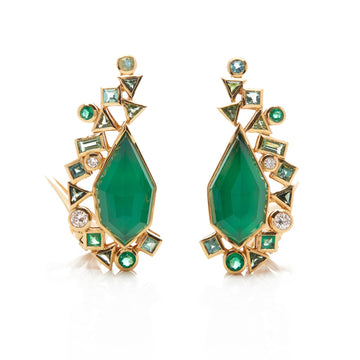 Stephen Webster Crystal Haze Gold Struck Green Agate Earrings