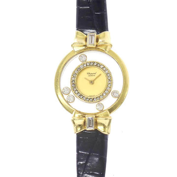Chopard Happy Diamond Ribbon 5334 Bezel Women's Watch 5P Moving Gold Dial K18YG Quartz