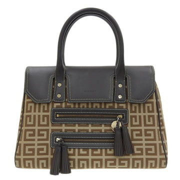Givenchy handbag canvas leather brown logo fringe