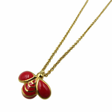 Christian Dior Metal Gold Red Bee Necklace 0
