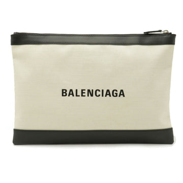 Balenciaga NAVY CLIP navy clip L clutch bag canvas leather natural black 373840