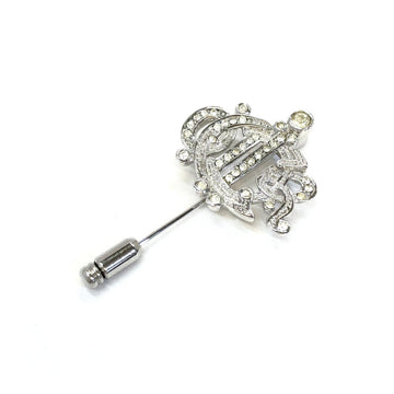 Christian Dior Pin Brooch Crest Emblem Silver Accessory Rhinestone Width Approx. 2.5cm Women's ITNEEHKFV5W4 RLV1633M