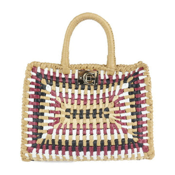 Salvatore Ferragamo SMALL STUDIO BAG studio bag Gancini handbag EE-21I101 raffia brown series multicolor tote