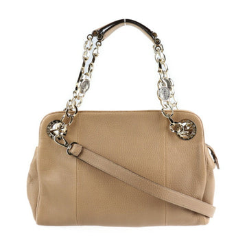 BVLGARI Bulgari Monete chain bag handbag leather pink beige 2way shoulder