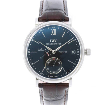 IWC Portofino Hand-Wound 8 Days IW510102 Men's Watch Black Dial Back Skeleton Manual Winding International Company