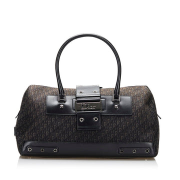 Christian Dior Dior Trotter Street Chic Handbag Black Canvas Leather Ladies