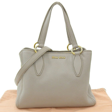 Miu MIUMIU Vitello Caribbean 2WAY Bag Hand Shoulder Leather Gray RN0757