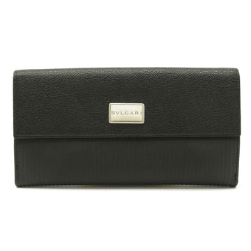 BVLGARI Bulgari Millerige 3-fold long wallet tri-fold double W leather PVC black 25556
