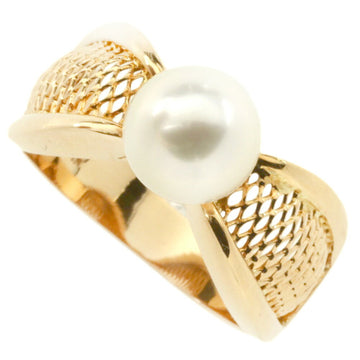 LANVIN Ring K18YG Akoya Cultured Pearl White 7.7mm Mesh No. 11