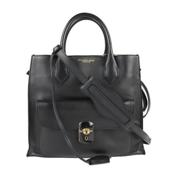 Balenciaga Padlock All Afternoon Handbag 305593 Leather Black 2WAY Shoulder Bag Tote