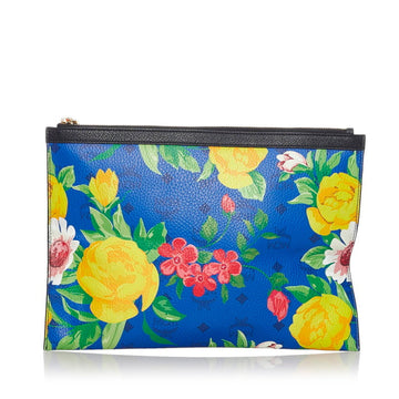 MCM Visetos Flower Clutch Bag Blue Multi PVC Leather Ladies