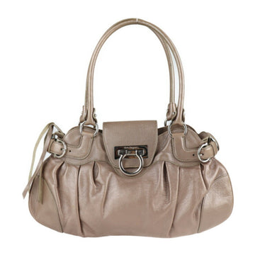 Salvatore Ferragamo Marissa Gancini Handbag 21 6317 Leather Gray Beige Shoulder Bag