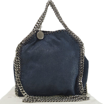 Stella McCartney Bag Falabella Black x Metallic Silver Leather Metal Material Shoulder Handbag Ladies