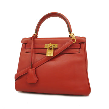 Hermes 2WAY Bag Kelly 25 X Engraved Swift Rouge Vif Gold metal