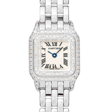 Cartier Mini Panthere Diamond Bezel K18WG Women's Watch Quartz Ivory Dial WF3210F3