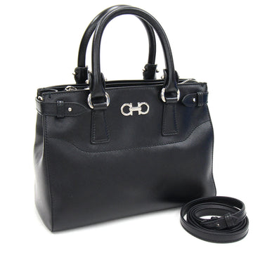 Salvatore Ferragamo Ferragamo Handbag Double Gancini 21 E428 Black Leather Ladies Shoulder Bag Salvatore