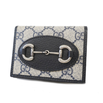 Gucci Folio Wallet Horsebit 621887 GG Supreme Navy Silver metal