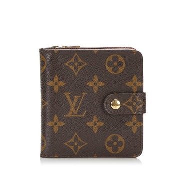 Louis Vuitton Monogram Compact Zip Folio Wallet M61667 Brown PVC Leather Women's LOUIS VUITTON