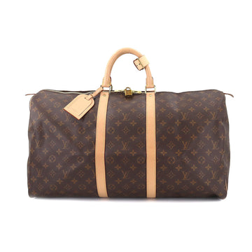 Louis Vuitton Monogram Keepall 55 Boston Bag Brown M41424 Gold Hardware