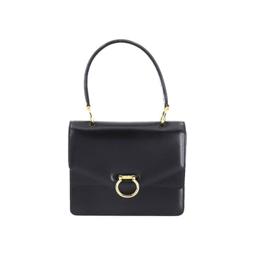 Celine double flap hand bag leather black gold metal fittings vintage Hand Bag