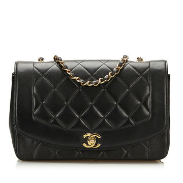 Chanel Matelasse Diana Chain Shoulder Bag Black Lambskin Ladies CHANEL
