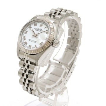 ROLEX Datejust White Roman Dial SS/K18WG Bezel K Number Women's AT Automatic Watch 79174