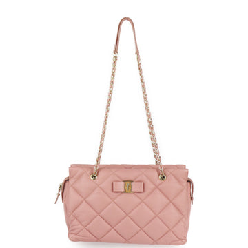Salvatore Ferragamo Vara shoulder bag 21 E743 leather pink quilted chain handbag tote shopping