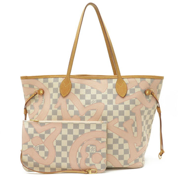 Louis Vuitton Damier Azur Tahiti Neverfull MM Tote Bag Shoulder Rose Ballerine N41050