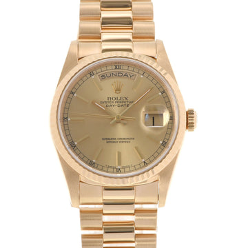 Rolex day date 18238 men's YG watch self-winding champagne dial