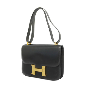Hermes Constance 24 Women's Box Calf Leather Shoulder Bag Black