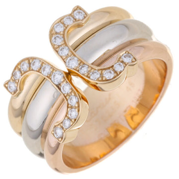 Cartier 2C Diamond # 48 Ladies Ring 750 Yellow Gold