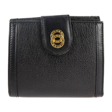 BVLGARI Bulgari Doppiotondo bi-fold wallet leather black gold hardware W hook