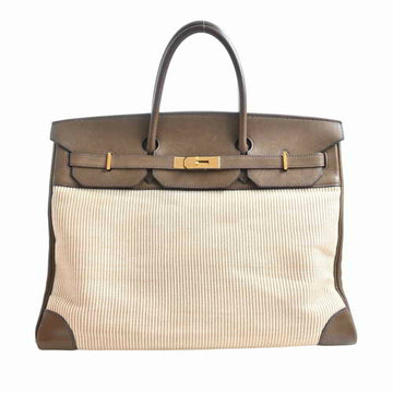 Hermes Vau Barenia Crinolan Birkin 40 Handbag Khaki