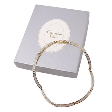 Christian Dior Choker Necklace Rhinestone Women's Gold