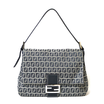 FENDI Shoulder Bag Zucchino Mamma Baguette Blue Ladies