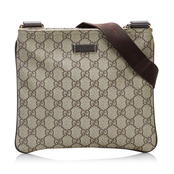 Gucci GG Supreme Shoulder Bag 201538 Beige Brown PVC Leather Ladies GUCCI
