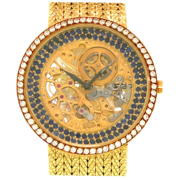 AUDEMARS PIGUET skeleton gold sapphire diamond hand-wound watch 750 K18YG K14KT