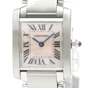 Polished CARTIER Tank Francaise MOP Dial Quartz Ladies Watch W51028Q3 BF553092