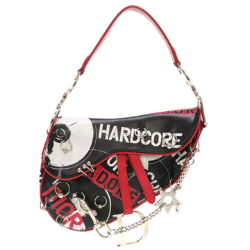 Christian Dior x John Galliano Hardcore Saddlebag Leather Black Red Handbag