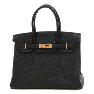 Hermes Birkin 30 Togo handbag black rose gold hardware Z stamp