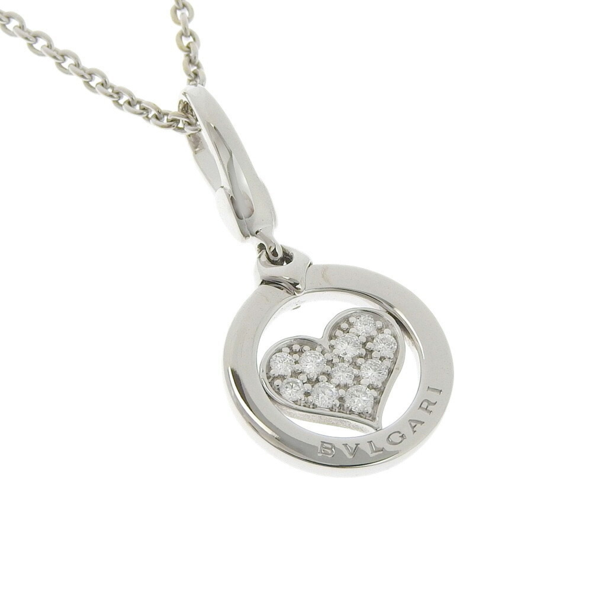 Bvlgari Tondo Heart K18 White Gold x Diamond Women's Necklace