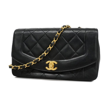 Chanel Shoulder Bag Matelasse Diana Flap Single Chain Lambskin Black Gold metal