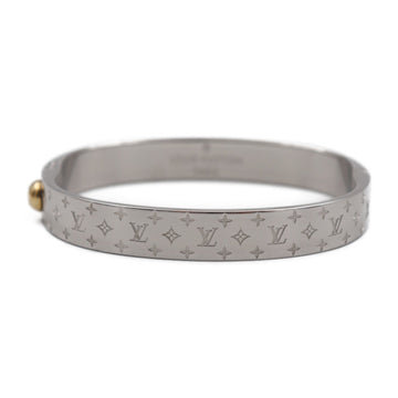Louis Vuitton Cuff Nanogram Bracelet M00250 Notation Size M Metal Silver Gold Monogram Pattern Bangle