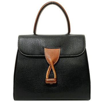 Loewe Handbag Black Orange Leather LOEWE Old Bicolor Grain Women's Bag Flap