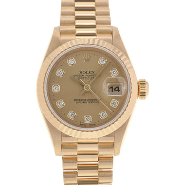 Rolex Datejust 10P Diamond 69178G Women's YG Watch Automatic Winding Champagne Dial