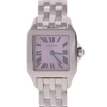 Cartier Santos Dumo Azel SM 2008 Christmas Limited 2000 W25064Z5 Ladies SS Watch Quartz Pink Dial