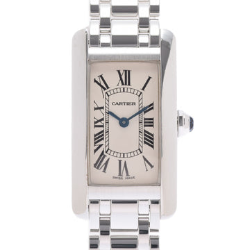 Cartier Tank American SM W26019L1 Ladies WG Watch Quartz White Dial