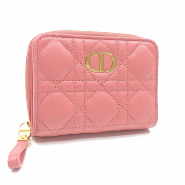 Christian Dior Bifold Wallet Caro Women's Dusty Coral Pink Calfskin S5032UWHC_M76P Cannage