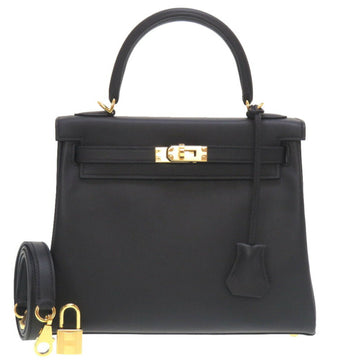 Hermes Kelly 25 Inner Stitch Vaux Swift Black U Engraved Handbag