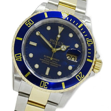 Rolex Submariner Date 16613 F No. Men's Automatic Winding AT Stainless SS Gold YG Two Tone Blue Polished